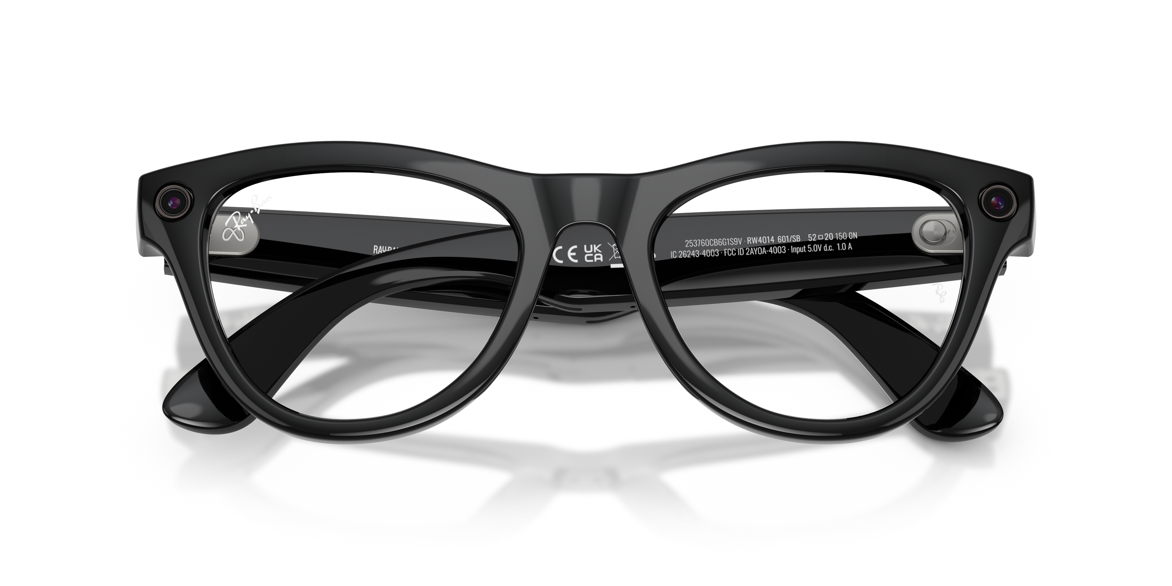 RAY-BAN, 0RW4014 Meta Skyler (Gen 2) 601/SB, CLEAR SHINY BLACK, 52